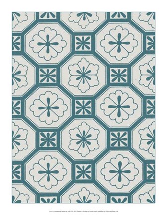 Framed Ornamental Pattern in Teal VI Print