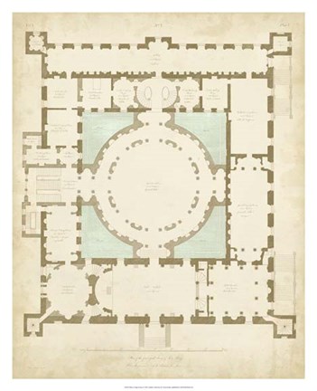 Framed Plan in Taupe &amp; Spa I Print