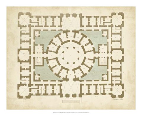 Framed Plan in Taupe &amp; Spa II Print