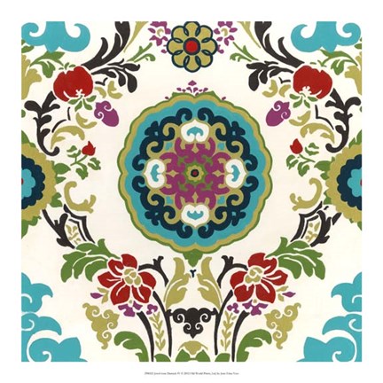 Framed Jewel-tone Damask IV Print