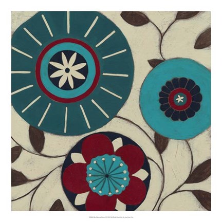 Framed Blue Blossom Fresco I Print