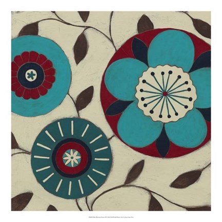 Framed Blue Blossom Fresco II Print