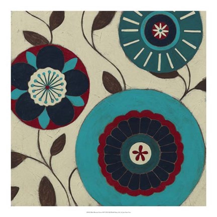 Framed Blue Blossom Fresco III Print