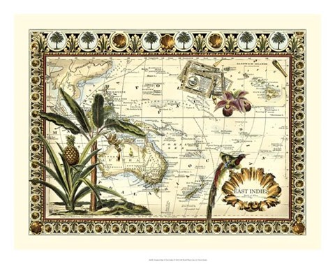 Framed Tropical Map of East Indies Print