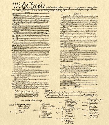 Framed Constitution on Khaki Print