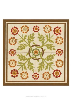 Framed Floral Folk Tile I Print