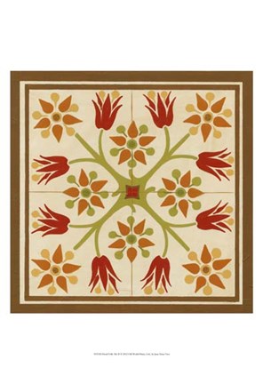 Framed Floral Folk Tile II Print
