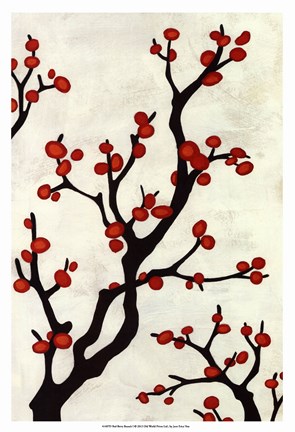 Framed Red Berry Branch I Print