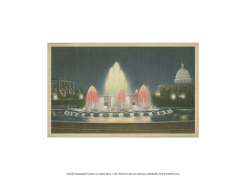 Framed Illuminated Fountain Capitol Plaza Print