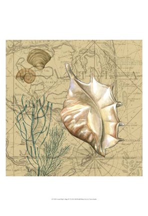 Framed Coastal Map Collage IV Print