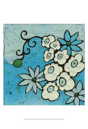 Framed Aqua Batik Botanical IV Print
