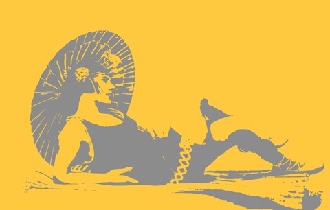 Framed 1920s Parasol on Orange Print