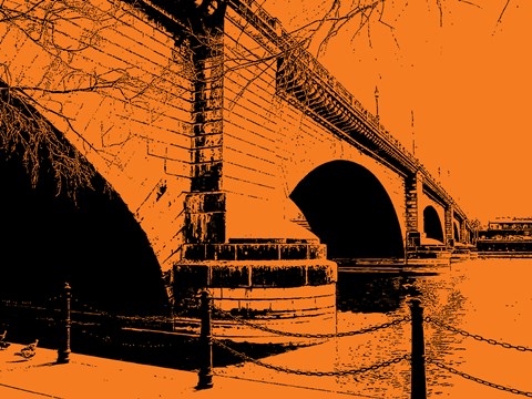 Framed London Bridges on Orange Print