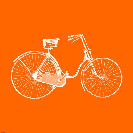 Framed Orange Bicycle Print