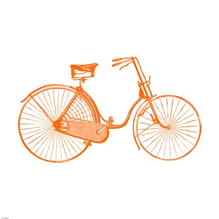 Framed Orange On White Bicycle Print