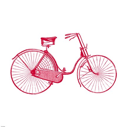 Framed Red on White Bicycle Print