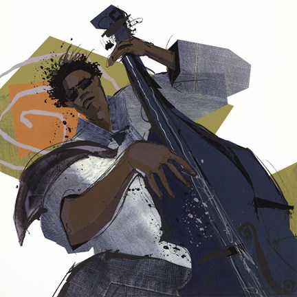 Framed Bass Player - mini Print
