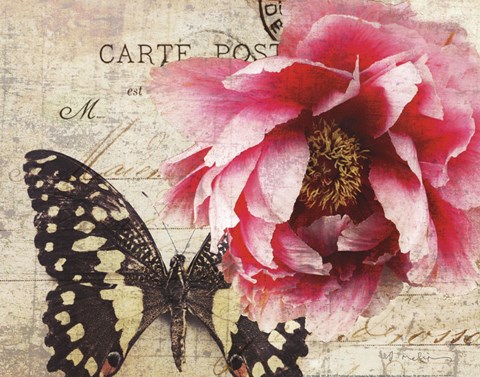 Framed Carte Postale Peony Print