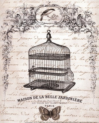Framed French Birdcage II - mini Print