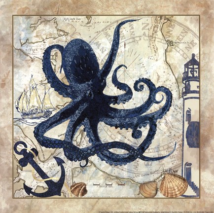 Framed Nautical Octopus Print