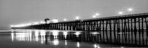 Framed Pier Night Panorama I - mini Print