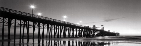 Framed Pier Night Panorama II - mini Print