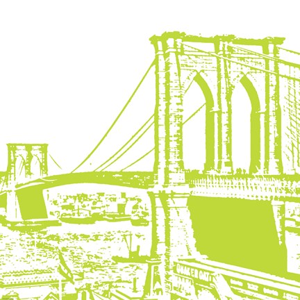 Framed Lime Brooklyn Bridge Print