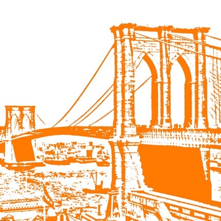 Framed Orange Brooklyn Bridge Print