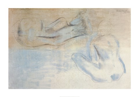 Framed Two Figures by the Sea Print