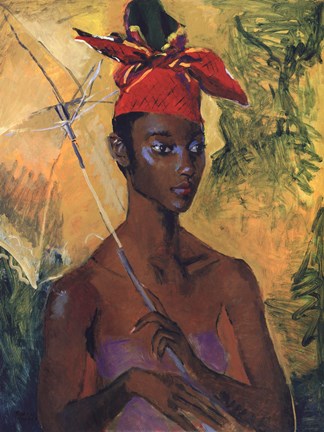 Framed Woman with Parasol Print