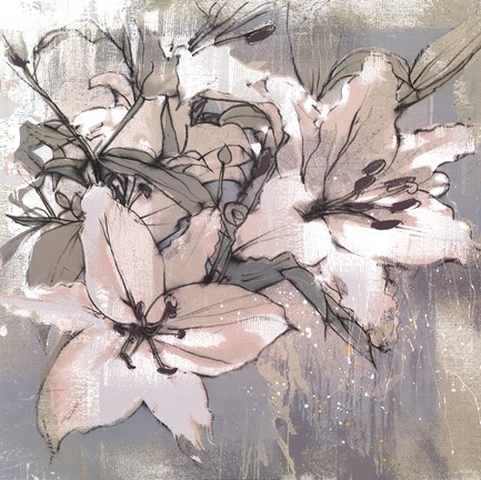 Framed Painted Lilies II Print