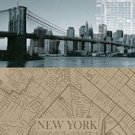 Framed NYC Map I Print
