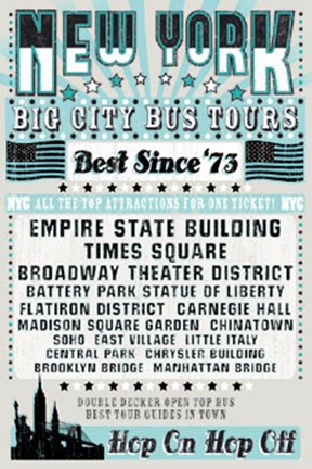 Framed New York Tours &#39;73 Print