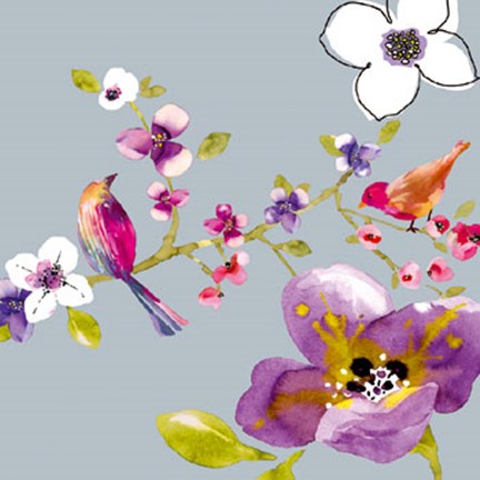 Framed Blossom Birds II Print