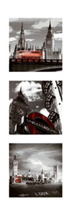 Framed London Bus Triptych II Print