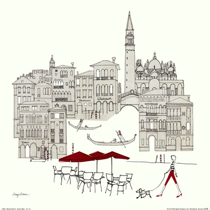 Framed World Cafe IV - Venice Red Print