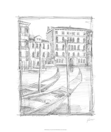 Framed Sketches of Venice III Print