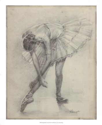 Framed Antique Ballerina Study II Print