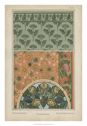 Framed Nouveau Floral Design I Print