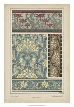 Framed Nouveau Floral Design VI Print