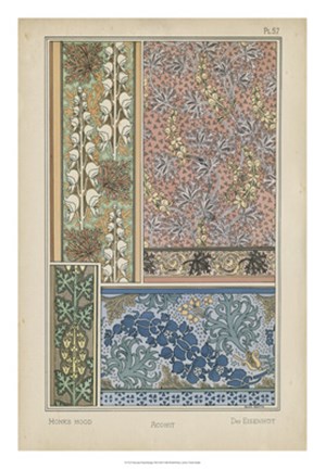 Framed Nouveau Floral Design VIII Print