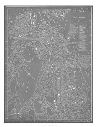 Framed City Map of Boston Print