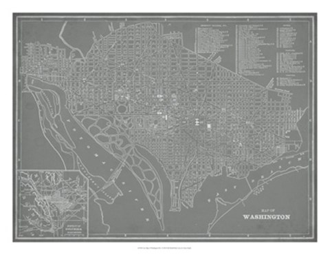 Framed City Map of Washington, D.C. Print