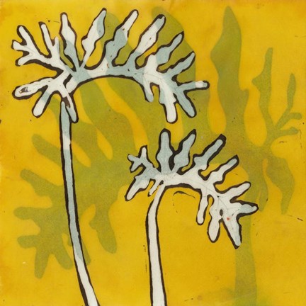 Framed Gold Batik Botanical V Print