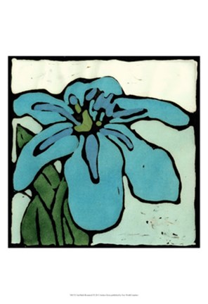 Framed Teal Batik Botanical I Print