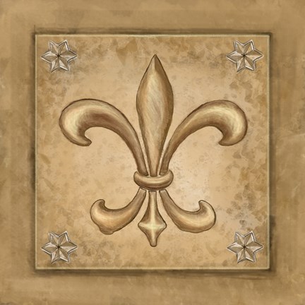 Framed Fleur de Lis - Gold Print