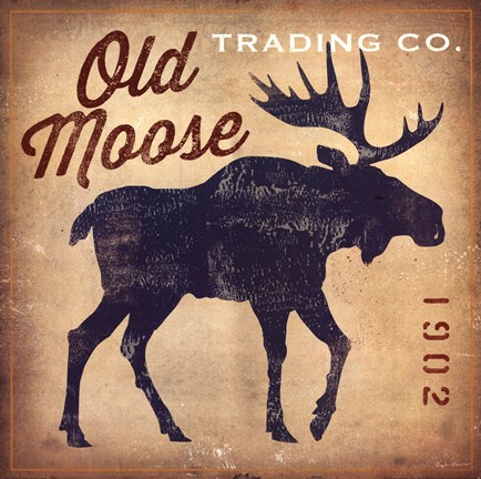 Framed Old Moose Trading Co. Tan Print