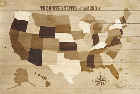 Framed USA Modern Vintage Wood Print