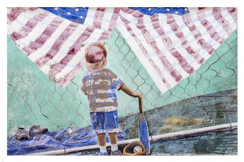 Framed Portion of a mural in Lompoc, California Print