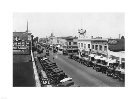 Framed Downtown Anaheim 1932 Print